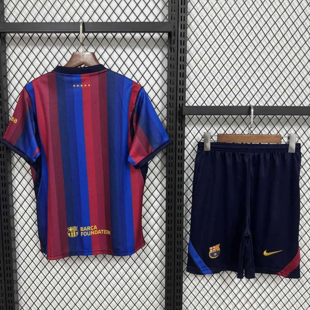 Детская футбольная форма Barcelona Home 26/27 red/blue #2