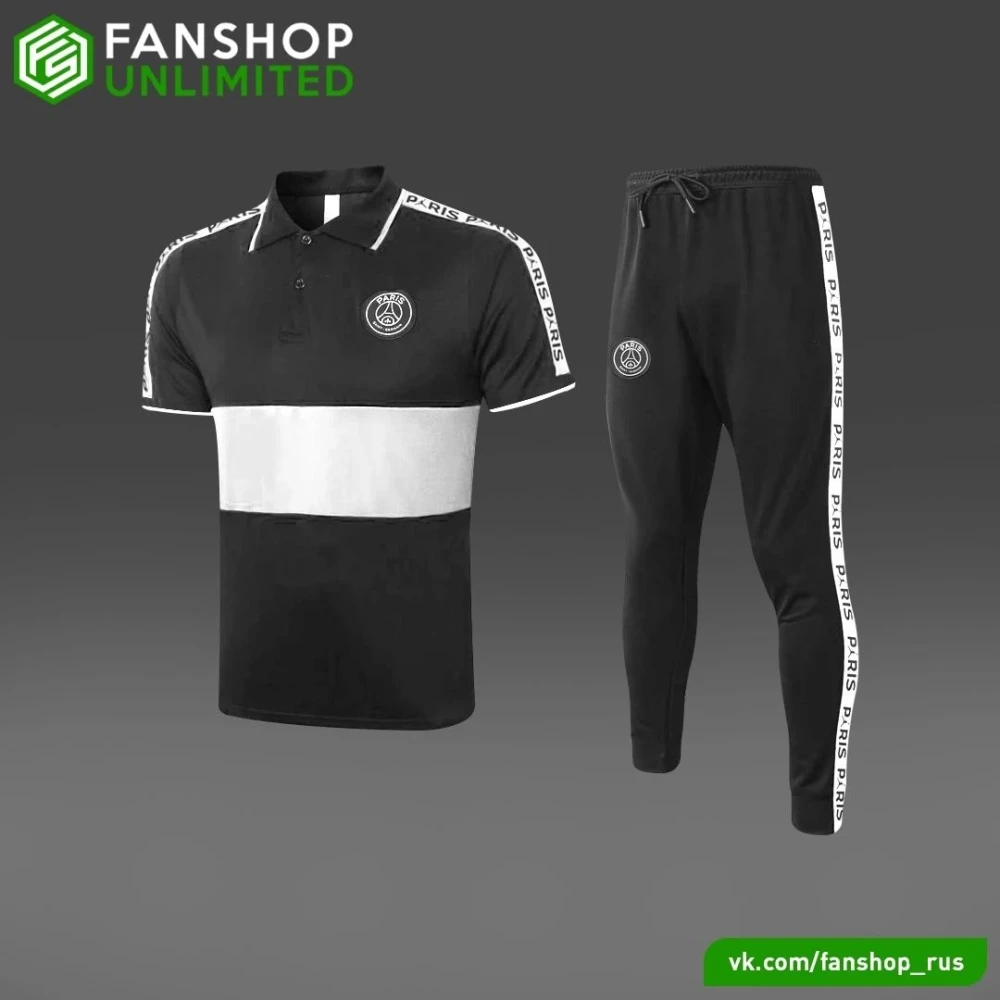 Костюм поло PSG black/white #1