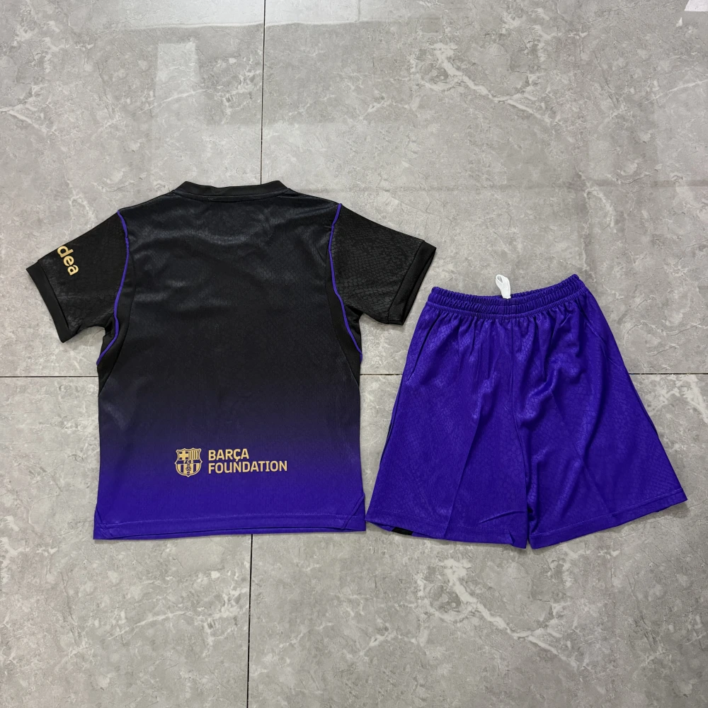 Детская футбольная форма Barcelona Away 26/27 black/violet #3