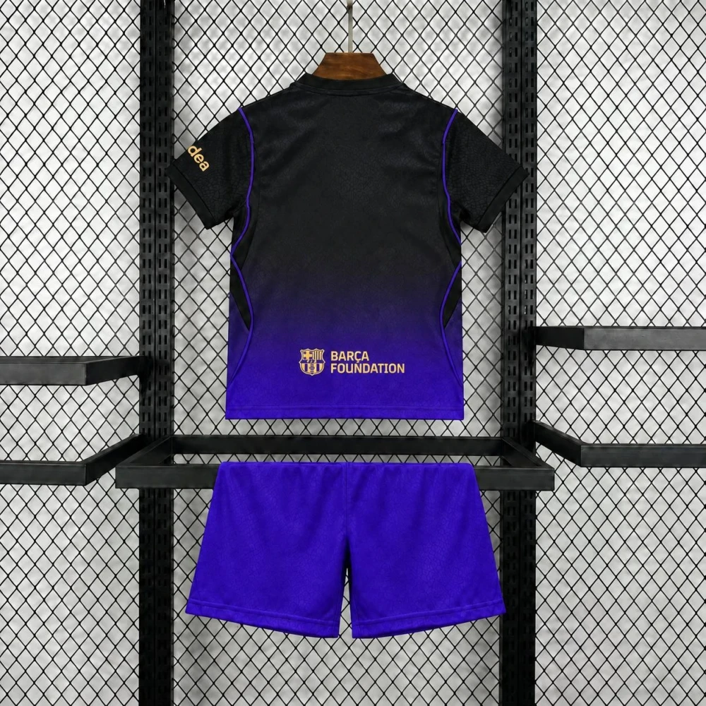 Детская футбольная форма Barcelona Away 26/27 black/violet #4